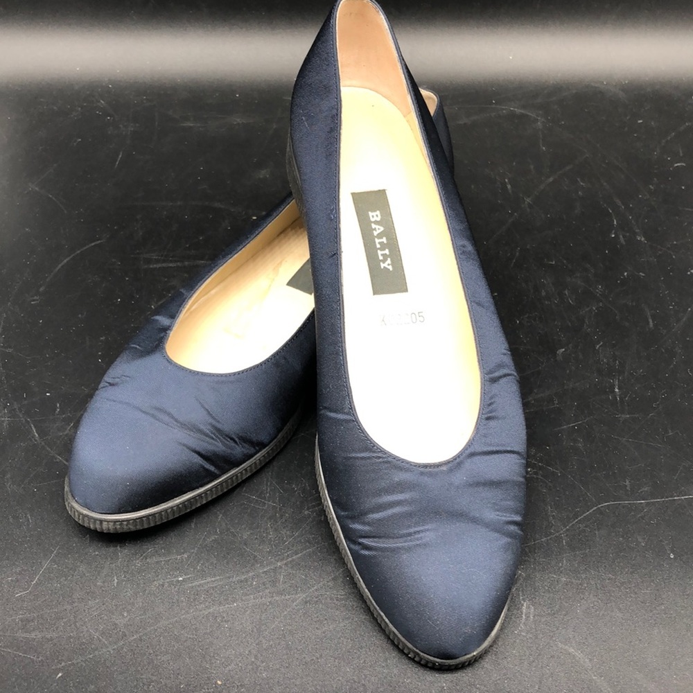 Navy Satin Bally Ballet Flats sz 7
